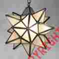 13fg-b Moravian Star Light Frosted Glass Bronze Frame 12 Damaged