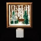 164111 Roman Deer In Forest Gold Frame Night Light 089945595048