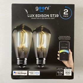 Gn-bw229-999 2-pack Geeni Lux Amber St19 Edison Wifi Led Smart 2700k-6500k 8w E26 Dimmable