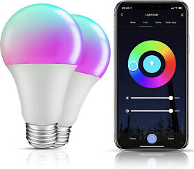It9050410 2pcs Smart Light Bulbs A19 E26/27 Rgb Color Changing Works With Alexa Google Usa