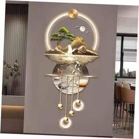 3d Wall Art Decor 769818093887 49.21 23.62in Stylle A Gold And White With Led Lights