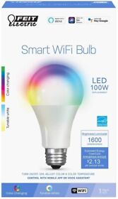 Om100-rgbw-ca-ag 4 Feit Electric 100w Eq. A19 Color Dimmable Wi-fi Led Smart Light Bulb 1600 Lm