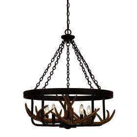 Bm241116 5 Bulb Metal Frame Chandelier With Resin Antler Design Dark Bronze And Gold