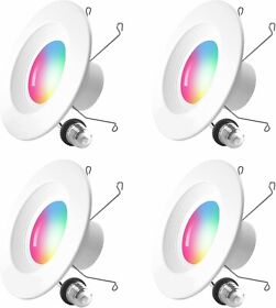 6 In Smart Recessed Downlight Color Changing&tunable White Wifi Led Light 4pack