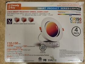 6 Inch Smart Wi-fi Recessed Gimbal Light Rgb Vivid Color Changing 4 Pack Alexa