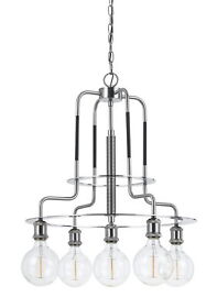 Bm241111 60 X 5 Watt Metal Frame Chandelier With Edison Bulbs Silver