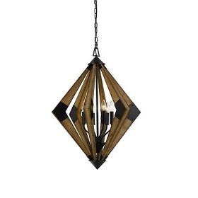 Bm241105 60 X 6 Watt Geometric Wood And Metal Chandelier Brown Black
