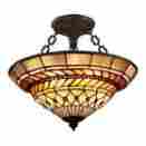 70086-3 830335011514 Elk Glass Leaf 3-light Semi-flush Mount 13-inch Tiffany Bronze