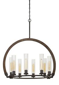 Bm241104 8 Bulb Chandelier With Arched Wooden And Metal Frame Brown Bronze