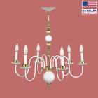 99899 The Renovators Supply Chandelier White Brass 6 Arm 27 H X 25 1 2 W 096962409197