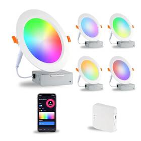 Cri90 Adoric 657444672050 Smart Wifi Recessed Led Lights 4- Pack Alexa Rgb 6 Inch 15w 1100lm