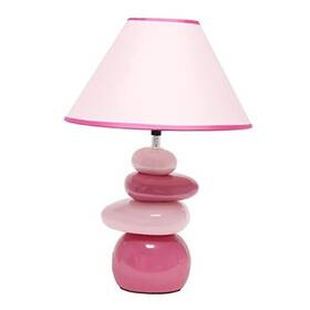 Lt1140-pnk All The Rages Inc Pretty In Pink Stacked Ceramic Stone Table Lamp With Matching