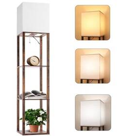 Us-sfl05 Alldio Usa Inc Floor Lamp With Shelves Modern Standing Shelf 3 Cct Led Bulb Vintage