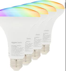 Brc0652zd-4 Amazon Basics Br30 Multicolor Smart Led Light Bulbs 12w Alexa Google