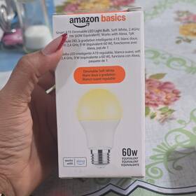 E453427 Amazon Basics 2 Smart A19 Dimmable Led Light Bulb 9w Soft White 2700k Alexa Wi-f