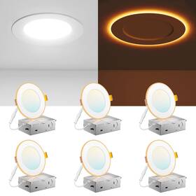 06004 Amico 6 Pack 4 Inch 5cct Led Recessed Ceiling Light With Night White