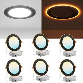 6ejct12sryy-n Amico 6 Pack Black Inch 5cct Led Recessed Ceiling Light With