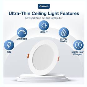 Hs-stc512wh Amico Recessed Ceiling Lights 5cct Dimmable Energy Star 24-pack 6in Ultra Thin Led