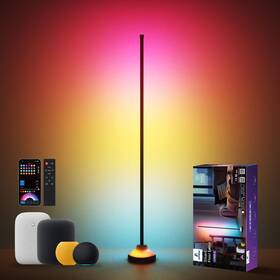 C7403-a Appeck Rgb&ic Smart Corner Floor Lamp 20 W/1100 Lm 24 Zone Diy And Rgbw-red Black