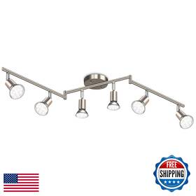 B08twvpjjb Ascher 6-light Led Track Lighting Kit Flexibly Rotatable Light Heads 6 Way Cei