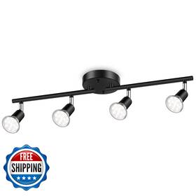 B08v4f1wyt Ascher 4-light Led Track Lighting Kit Flexibly Rotatable Spotlight Black 4 Gu10
