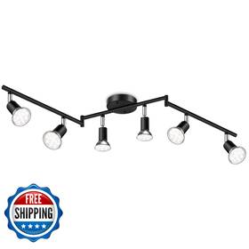 B08v4l48kw Ascher 6-light Led Track Lighting Kit Flexibly Rotatable Light Heads 6 Way Cei