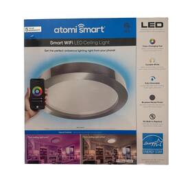 At1422 Atomi Smart Wifi Led Ceiling Light 16in Brushed Nickel Color Changing