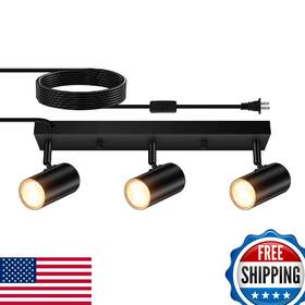 B0cqt9bjpb Auquee 3-light Black Modern Track Lighting Kit Plug-in Ceiling Spotlight Gu10