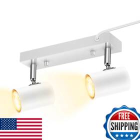 B0d5y8m9sv Auquee 2-light White Flexible Plug-in Led Track Lighting Kit Ceiling Spotlight