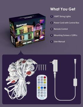 Led-wy-60d-30m-spi-rgb-24v Beatineon Permanent Outdoor Light 100ft Smart Strip App Control Ip68 Waterproof
