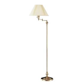 Bm220859 Benjara 150 Watt Metal Floor Lamp With Swing Arm And Fabric Conical Shade Gold