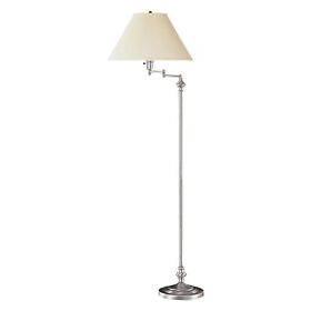 Bm220860 Benzara 150 Watt Metal Floor Lamp With Swing Arm And Fabric Conical Shade Silve