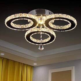 Bestdixun 708257119574 Led Crystal Pendant Ceiling Light 13x3.5 Inches 3 Rings Warm White