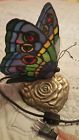 Bf-001c Unbranded Colorful Butterfly Stained Glass Accent Table Lamp Night Light