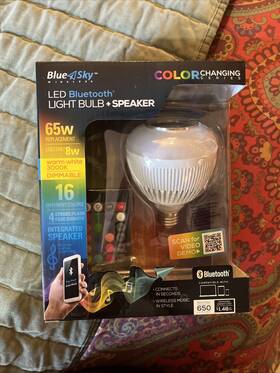 Blue Sky 859164005570 Led Bluetooth Light Bulb Plus Speaker With Remote 16 Different Colors