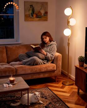 Lfl-26 Branded 60in Gold Floor Lamp Stepless Dimmable Globe Tall 3 Globe-gold S