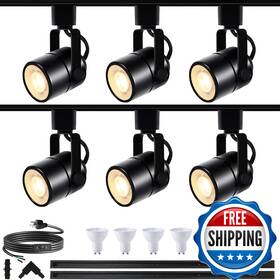Bravsekai B0cl9cj242 Gu10 Led Black Track Lighting Complete Kit 6000k Cool White 6 Packs