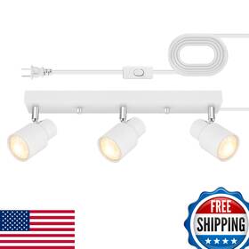 B0d53hny4d Bricosmocon Plug-in Led Track Lighting Kit White 3-light Ceiling Fixture Rotatable Heads