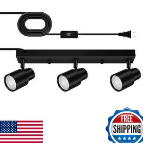 B0d53j414b Bricosmocon Plug-in Led Track Lighting Fixture Ceiling Wall Light Black 3-light Gu10