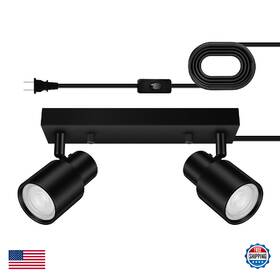 B0dbhf6cp3 Bricosmocon Plug In Track Lighting Fixture Black Led 2-light Ceiling Adjustable
