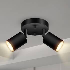 B0ddxbw1c5 Bricosmocon 2-light Matte Black Round Track Lighting Fixture Gu10 Spotlight Kitchen Led Dimm