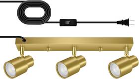 Fc0413 Bricosmocon Plug-in Track Lighting Led Light Fixtures Ceiling Kit 15.7 Inch Gold 3 Way
