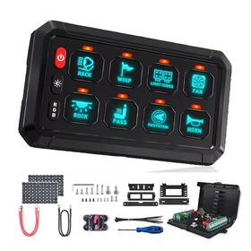 By-8g-0214 Byyouiv Rgb 8-gang Switch Panel - 5-level Brightness 8 Colors Universal Circuit Co