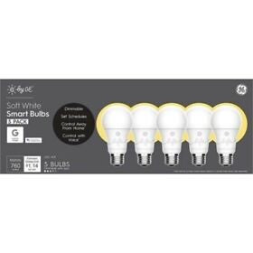 Cleda199l2-g5p C By Ge Soft White Smart Light Bulbs 5-pack Led A19 Dimmable Google Home Ready