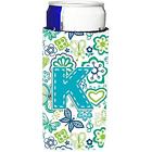 Cj2006kmuk Carolines Treasures Letter Flowers And Butterflies Teal Blue 638508022271