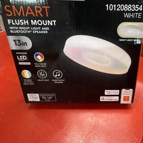 Commercial Electric 1012088354 13in White Smart Led Flush Mount Night Light Speaker