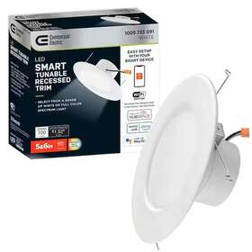 Commercial Electric 849489072418 5 Inch -6 Smart Adj. Cct Integrated Led Recessed Light Trim. Hubspace Google Alexa