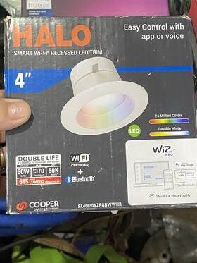 Rl4069wzrgbwwhr Cooper Lighting Solutions Halo Wiz Pro 4in Smart Wi-fi Recessed Led Trim Rgb Tunable White 615lm