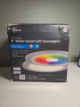 Pk-00108043-1 Cync Ge Color 6 Inch Smart Led 2 Pack Downlights Wifi Alexa And Goggle Compatible