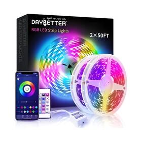 Daybetter 2 50ft Led Rgb Strip Light Kit 2x50ft App And Remote Control Color Changing 24v